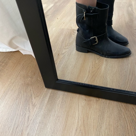 ZARA LEATHER BIKER BOOTS 7.5 - Picture 2 of 6